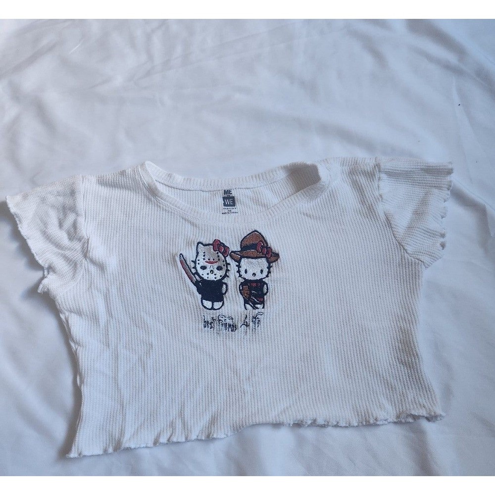 Badgalnotriri Hello Kitty Chucky And Jason Best Friends 4 Life Crop Top Size XS